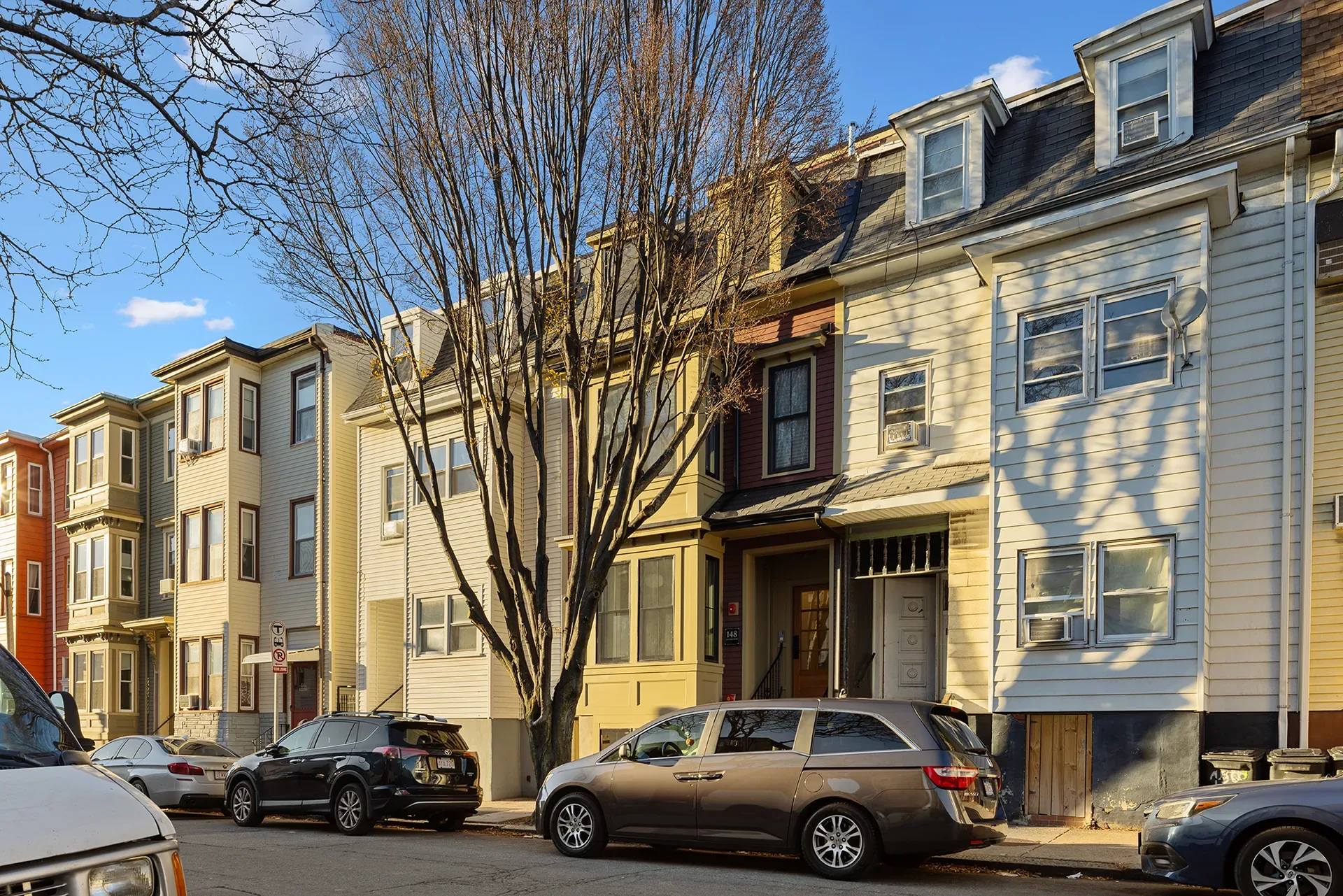 Restored row house exterior at 148 Lexington Street