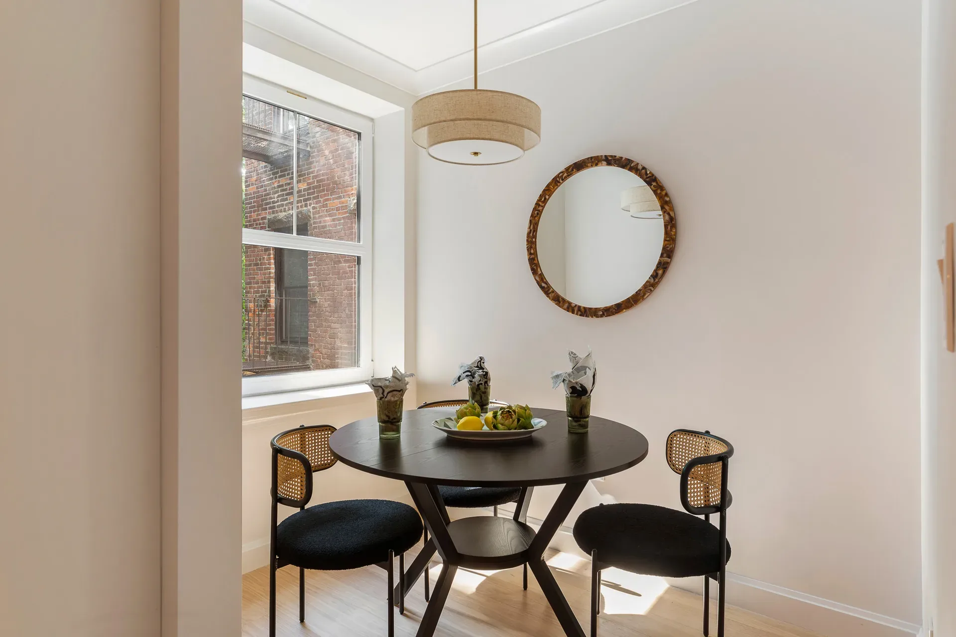 Renovated living room with restored architectural details
