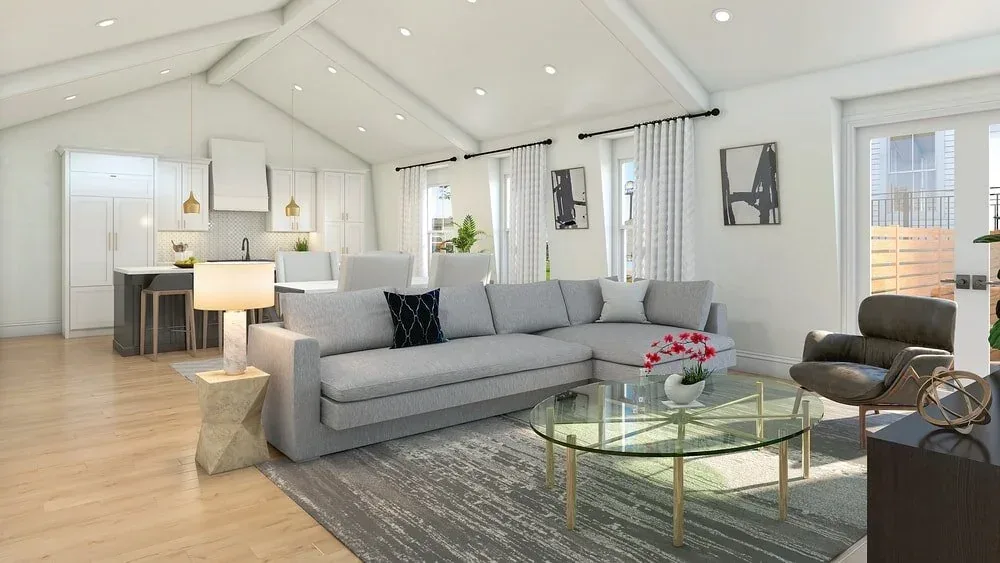 Living room at the East 5th Restoration