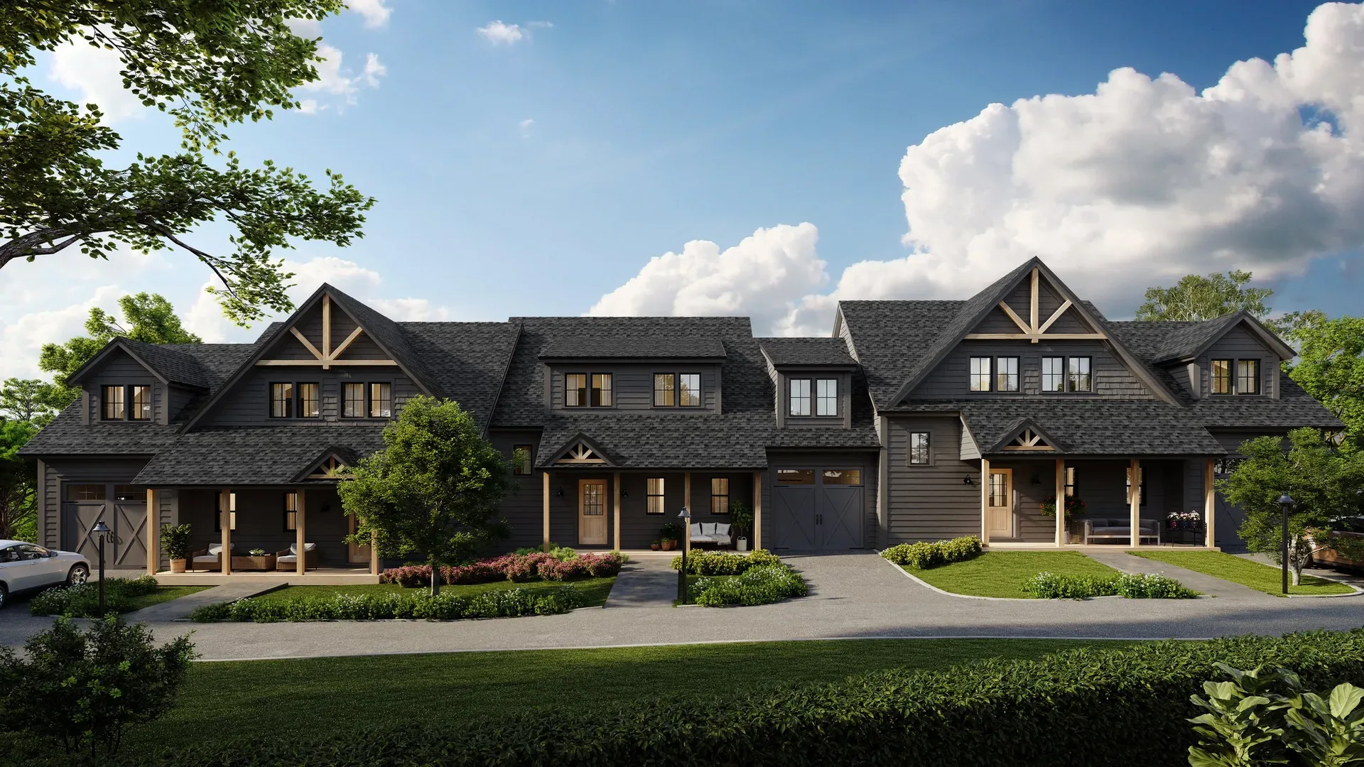 Architectural rendering of The Landing at Stowe townhomes